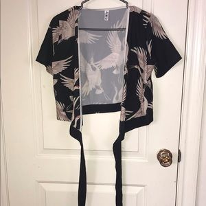 Black matching top and pants set.